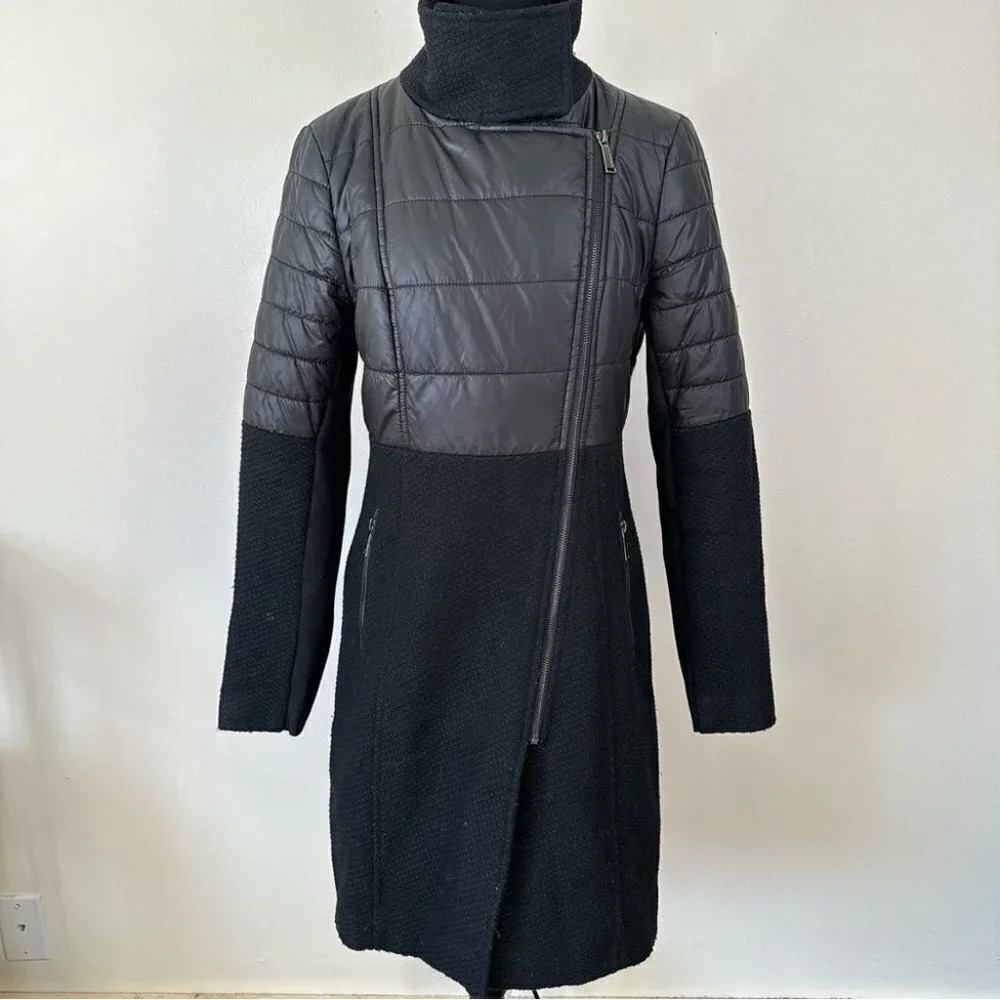 BCBGeneration Quilted Textured Long Asymmetric Zipper Jacket - Picture 2 of 16